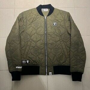 AAPE BY A BATHING APE Green Quilted Bomber Jacket